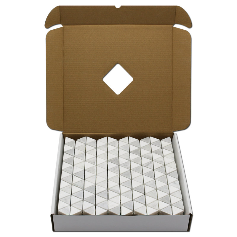 Cordelio 0.38" x 0.38" Marble Mosaic Wall & Floor Tile, Bianco Dolomite/Carrara