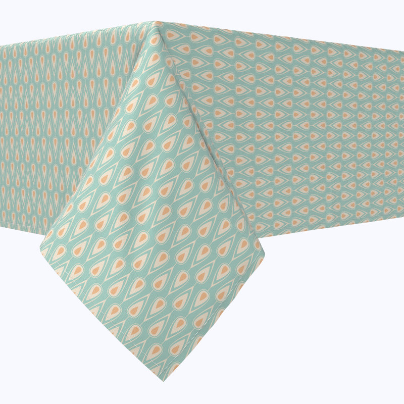 Rectangular Tablecloth, 100% Cotton, 52X104", Retro Geometric, 104" L x 52" W