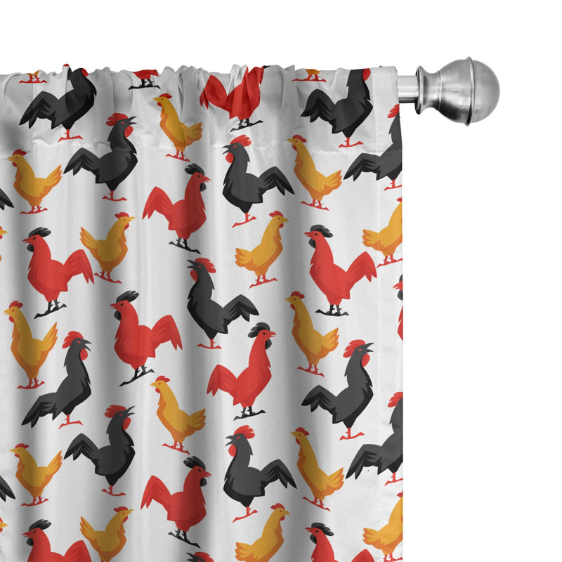 Rooster Semi-Sheer Rod Pocket Curtain Panels, 28" x 63"