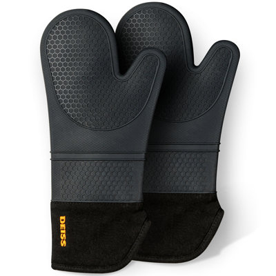 Deiss Pro 2-piece Heat and Stain Resistant Silicone Oven Mitts for Cooking