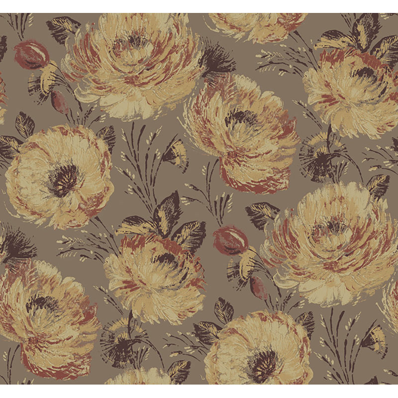  Designs Metallic Taupe & Berry Cinna Floral Unpasted Wallpaper, Taupe métallique / baie