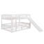 Lit superposé avec glissade, lit superposé double au-dessus de double avec clôture et échelle pour enfants en bas âge, adolescents, blanc