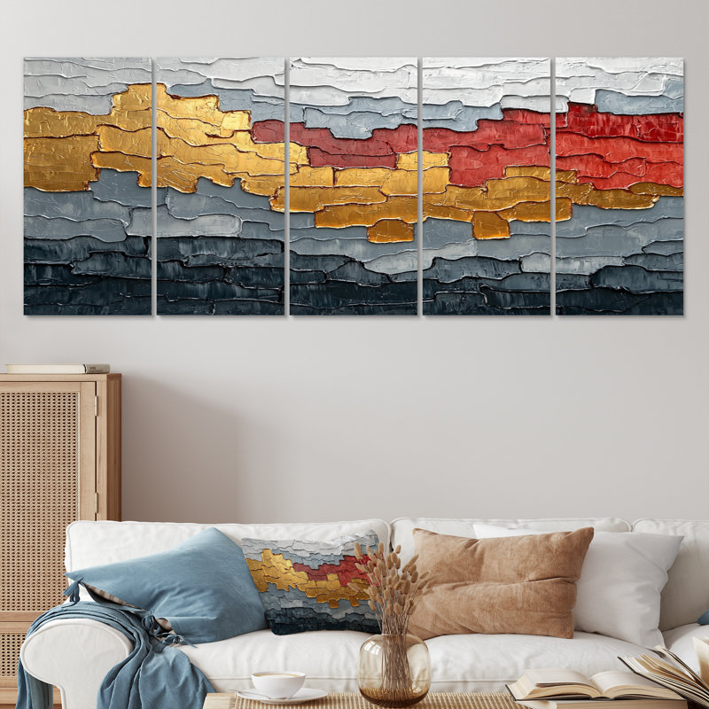 Olavarria - minimalisme art mural - ensemble d'art mural moderne, H 32 po x l 80 po, 5