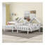 Lit plateforme simple double avec tête de lit en forme de maison et table de chevet intégrée, blanc