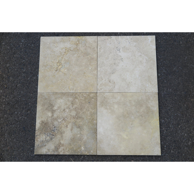 12" x 12" Natural Stone Look Wall & Floor Tile, Golden Sienna