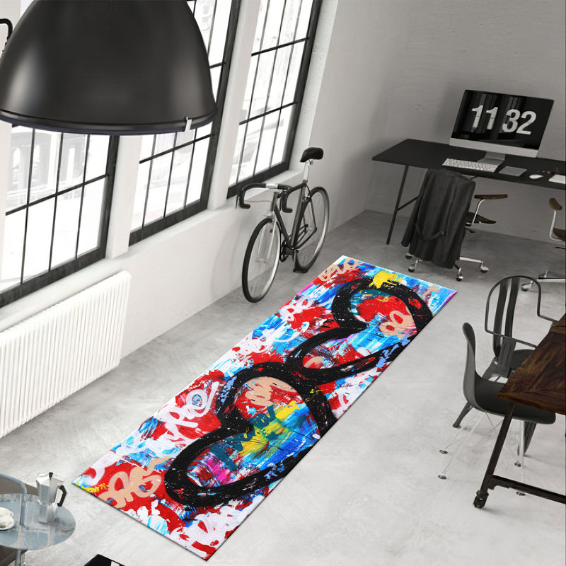 Floral Symphony Non Woven Thin Printed Rug Adding an Elegant Touch to Your Interior Design, Runner 3'3" x 9'2"