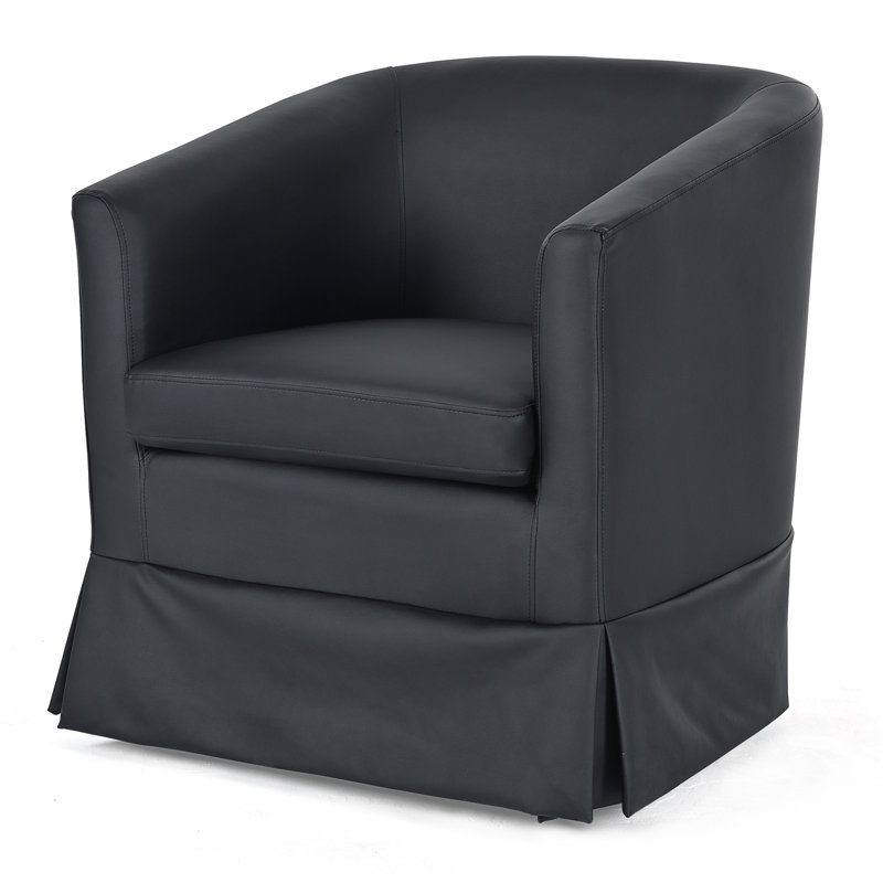 Breiona 27.36" Wide 360-Degree Swivel Chair, Black Velvet