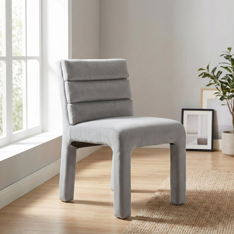 Chaise d'appoint rembourrée en velours Cowger, Gris