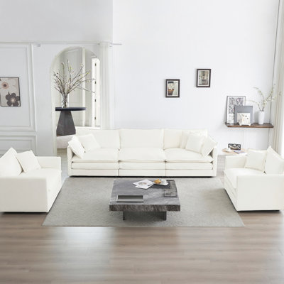 Ensemble de 3 chaises d'appoint blanches, dont trois avec rembourrage élevé, salon: chenille respirante, construit pour la longévité
