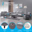 Ensemble de salon 4 pièces en lin avec repose-pieds, canapé modulaire rembourré, causeuse et canapé simple pour petits espaces, gris clair-2042482714