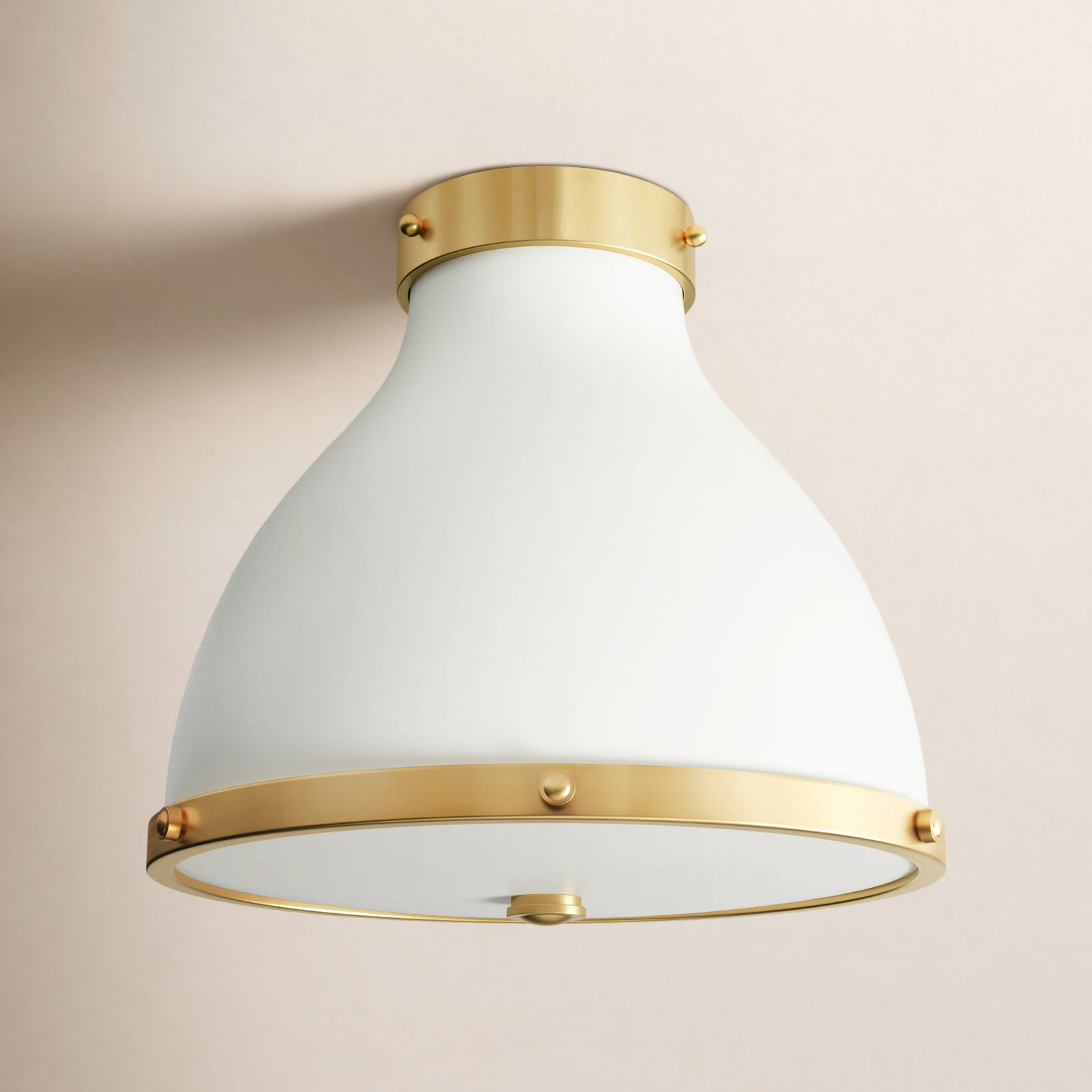 Painted No. 3 Flush Mount by Mark D. Sikes, White/Gold