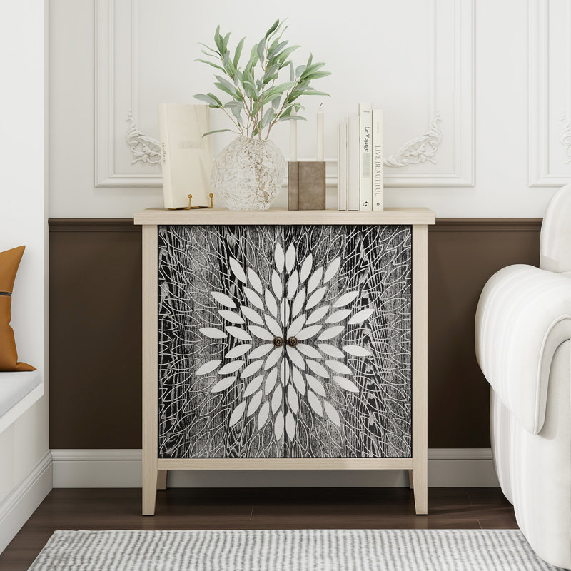 Armoire de rangement réglable à 2 portes pour couloir, salon, cuisine de couleur noire et naturelle, panneau de particules + matériau, avec sculpture exquise, imperméable à l'eau, panneau épaissi, basculement