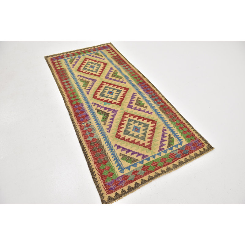 Tapis de la zone en laine de couloir 3 pi 2 po x 6 pi 6 po one-of-kind à la main noué la Lorain