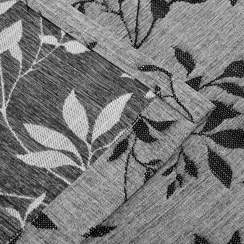 Ensemble de rideaux décoratifs en jacquard à motif de feuilles rétro avec deux panneaux Bucyrus, Noir / Gris, l 52" x L 84"