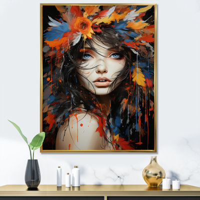«Idaya Autumn Floral Woman Portrait I», reproduction d'art sur toile