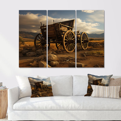 «Old Western Carriage Cart In Usa II - Old American Cart», art mural sur toile