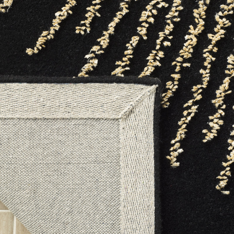 Tapis noir / beige en laine touffetée à la main Olivarria, Rectangle 6 pi x 9 pi
