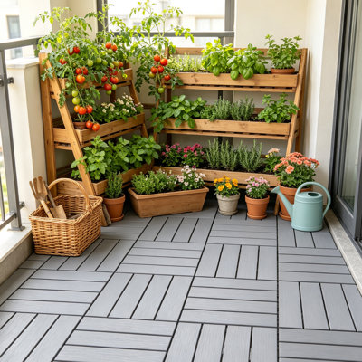 44 dalles de terrasse emboîtables, revêtement de sol extérieur en plastique imperméable