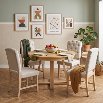 5-Piece Dining Table Set with Upholstered Chairs