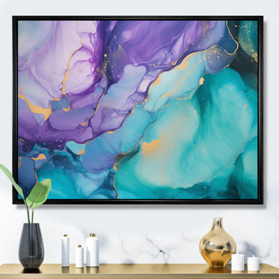 Art mural sur toile turquoise et mauve liquide III - Fractals