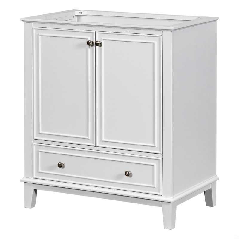 Meuble-lavabo de 30 po sans lavabo, base seulement, armoire de salle de bain avec portes et tiroir, structure solide et panneau de fibres à densité moyenne