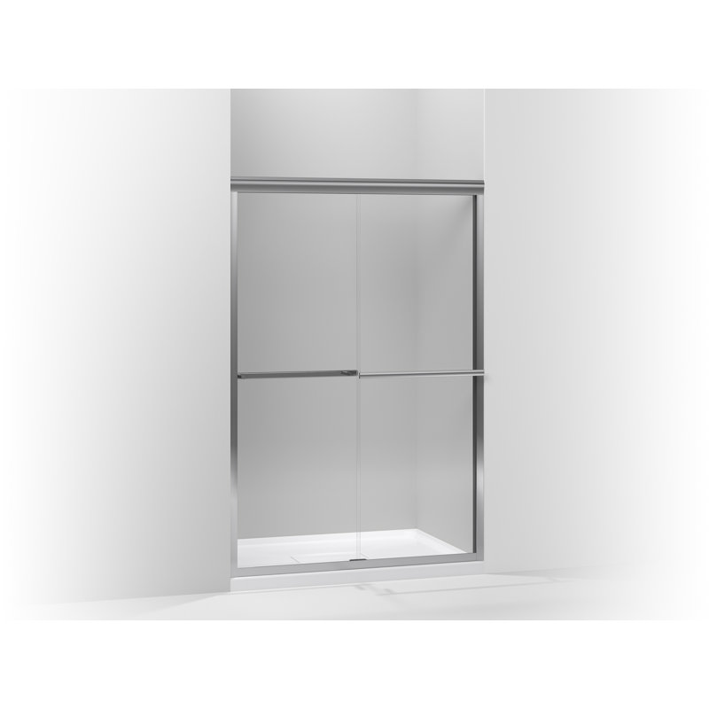 Gradient 47.63'' x 70.06'' Double Sliding Shower Door with CleanCoat Technology, Bright Polished Silver, Crystal Clear