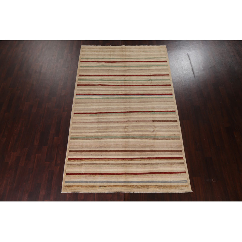 Striped Gabbeh  Wool Area Rug 6x10
