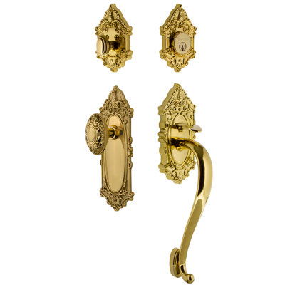 Ensemble de poignées Grande Victorian avec pêne dormant cylindrique simple et poignée en S avec poignée Grande Victorian