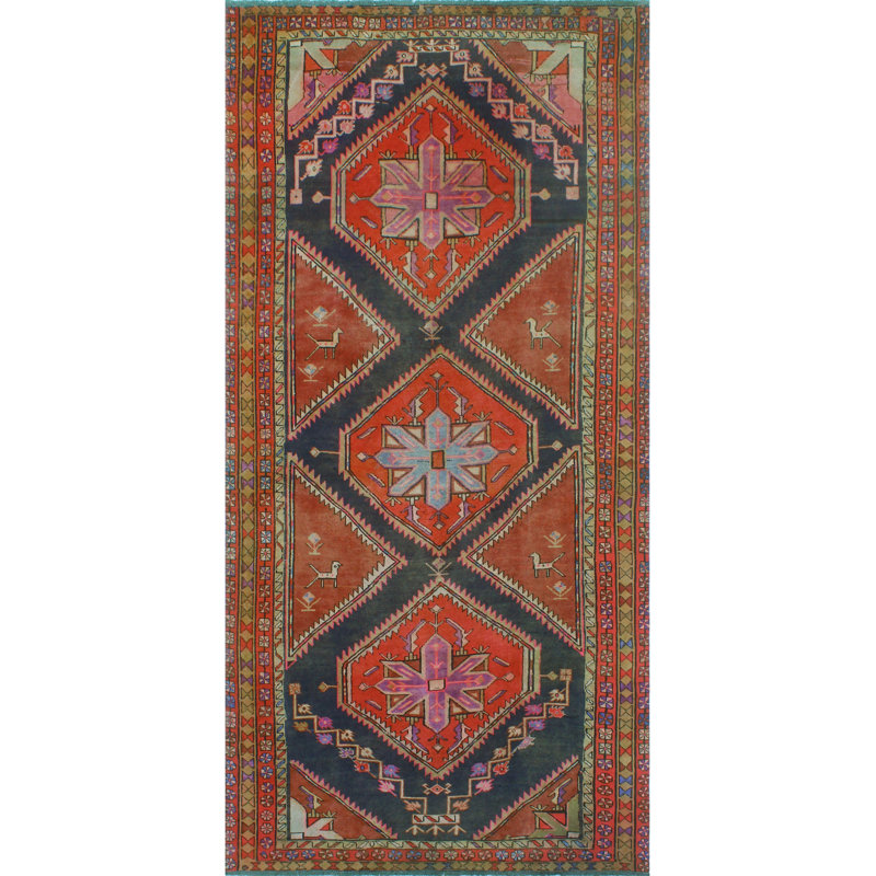 One-of-a-Kind 4'11" X 9'10" New Age Runner Wool Area Rug in
