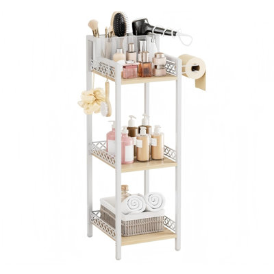 Étagère de rangement mince pour salle de bain, blanche sans tiroir