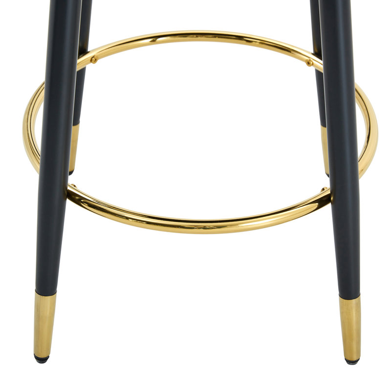 De 2 chaises de bar rotatives à 360 ° en tissu brun avec support en métal noir. Confortable et pour une salle à manger avec une conception réfléchie et une utilisation à long terme