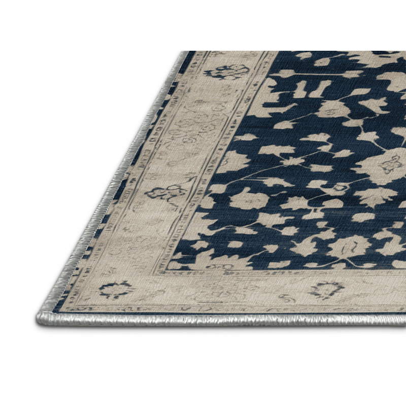 Tapis beige surteint lavable à la machine, Rond 7 pi