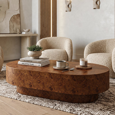 Table basse ovale en panneau de fibres à densité moyenne avec placage robuste