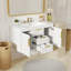 Armoire de salle de bain murale 36 po, 2 tiroirs, armoire de salle de bain flottante en bois massif-106381151