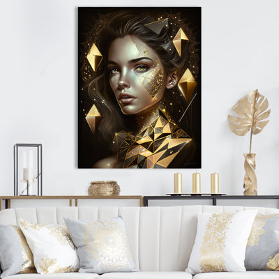 Portrait de femme en cristal doré IV