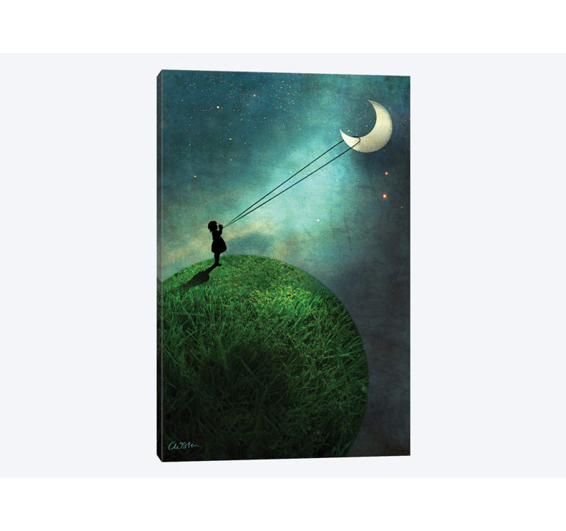 « chasse à la lune », impression sur toile tendue, H 40 po x l 26 po x P 1,5 po, Toile tendue