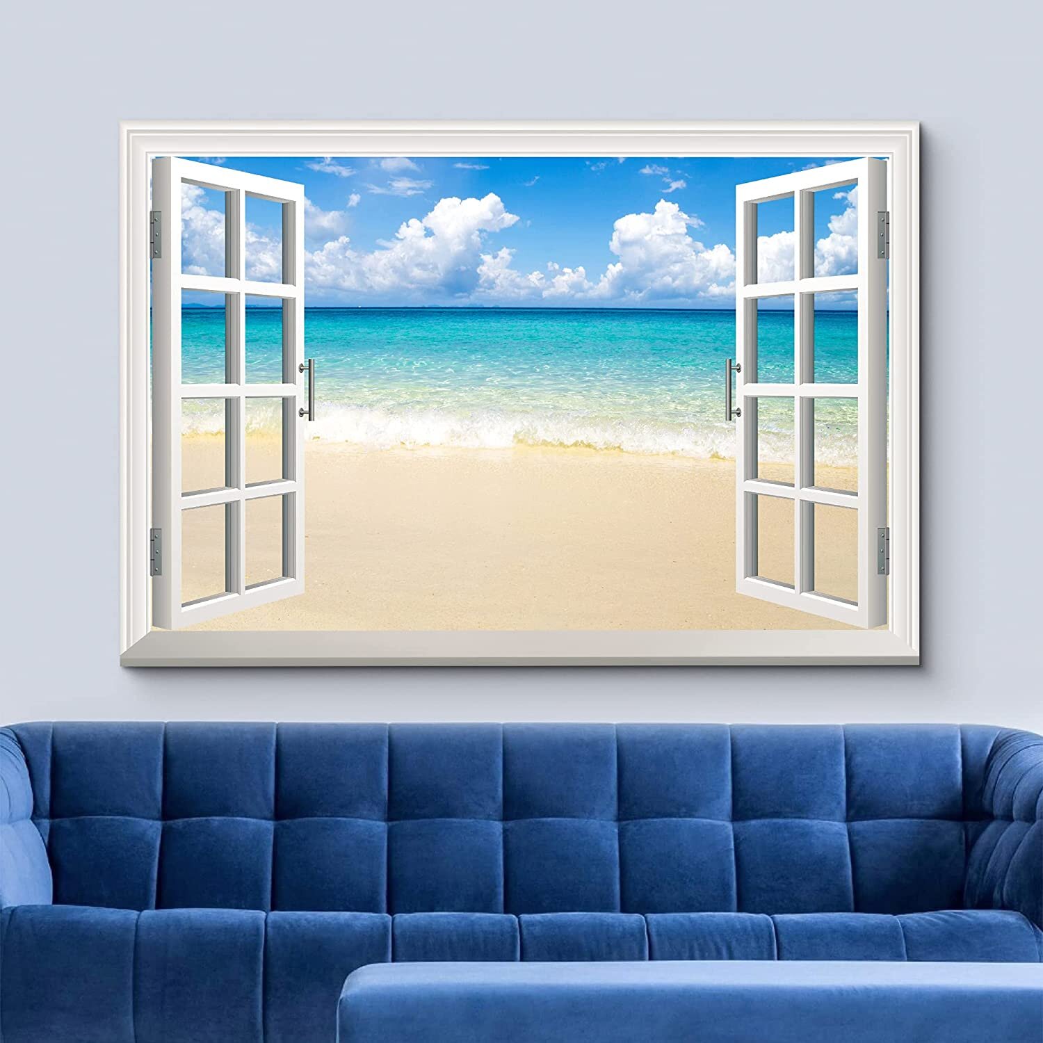 IDEA4WALL Window Scenery Oceanside On Canvas Print | Wayfair