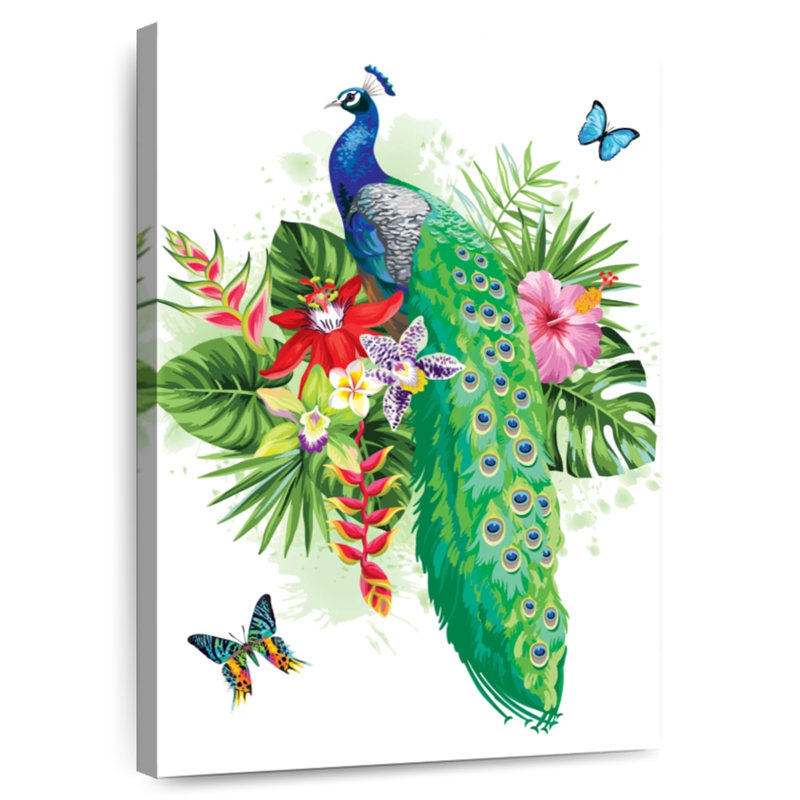 Brampt Tropical Blue Peacock, 45" H x 30" W