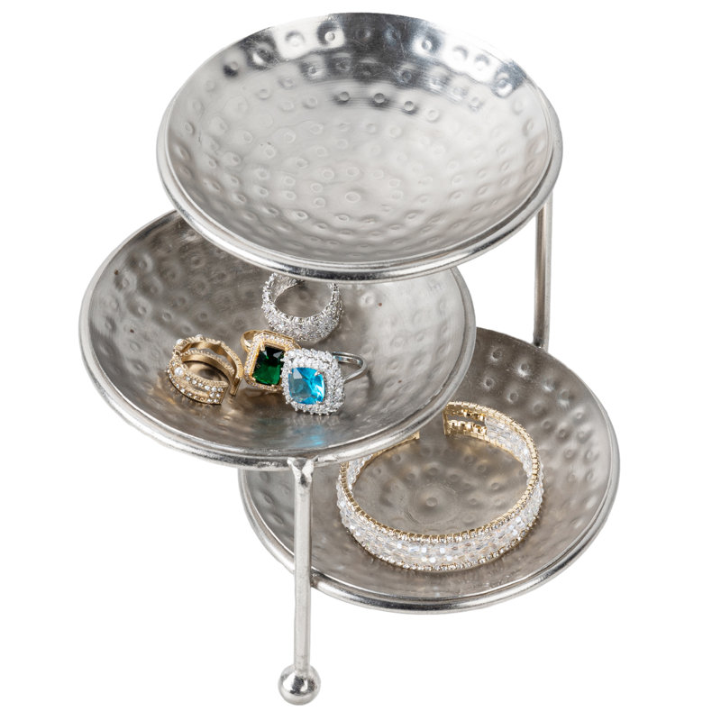 Tabletop Silver 3 Tier Jewelry Ring Organizer