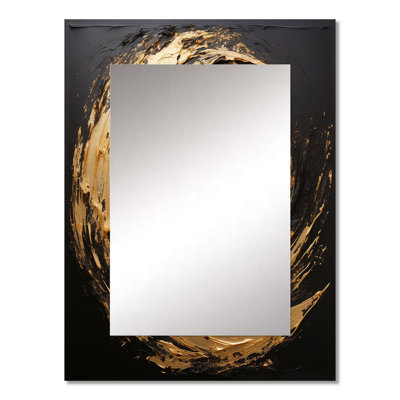 Gold and black abstract spiral collage - Abstract Collages Unique Mirror, Modern Large Wall Mirror, Printed Metal Art