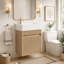 Meuble-lavabo flottant peu encombrant avec lavabo en résine, armoire en panneau de fibres à densité moyenne et conception à pousser sans ouverture pour les espaces de lavage compacts