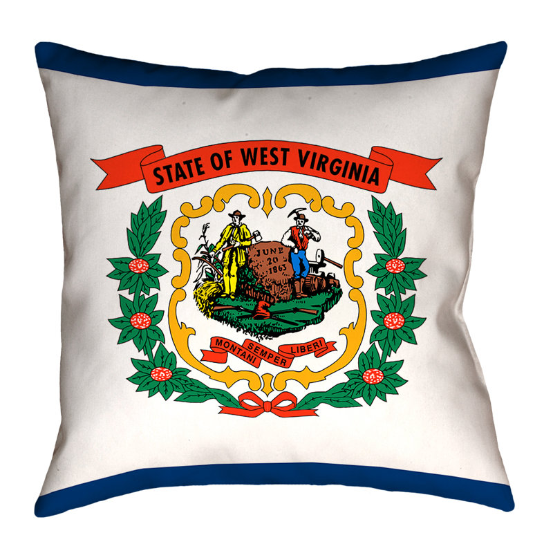 Oreiller Katelyn Smith West Virginia Flag, 14 po x 14 po, Housse de coussin, Polyester sergé