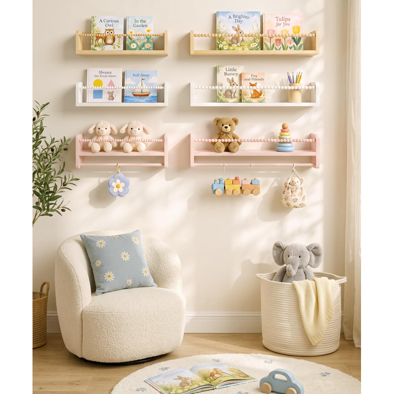 Ensemble de 3 étagères à livres flottantes en pin massif, H 5,9 po x l 15,8 po x P 3,9 po, Bois