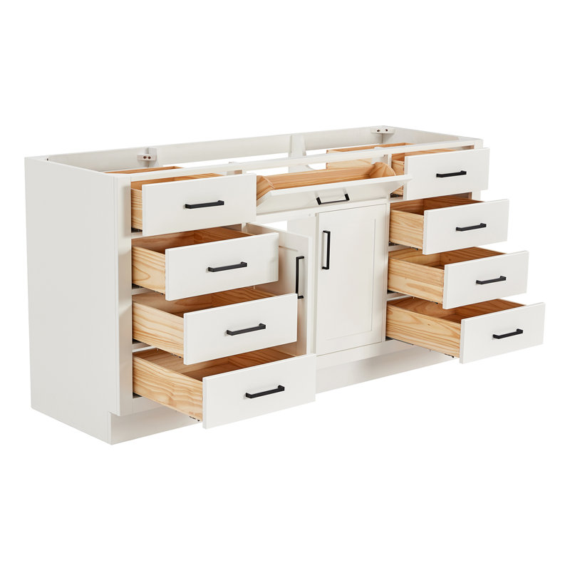 Hepburn 66 Single Bathroom Vanity Base Only, White, Matte Black