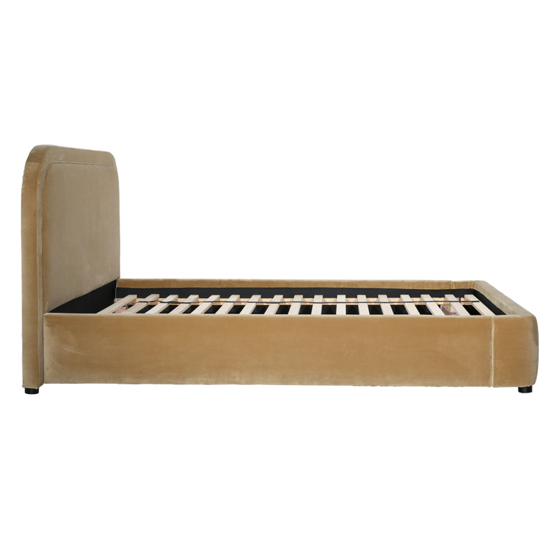 Agi Polyester Velvet Bed, Camel, Queen, Queen, Camel