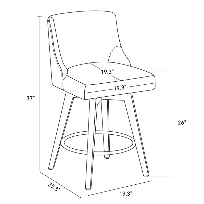 Malakeh Swivel Stool with Solid Wood Frame, Ivory, Counter Stool (26" Seat Height), 4
