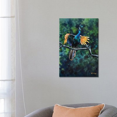 Peacock Take Off by Liam Kumawat - Wrapped Canvas Gallery-Wrapped Canvas Giclée