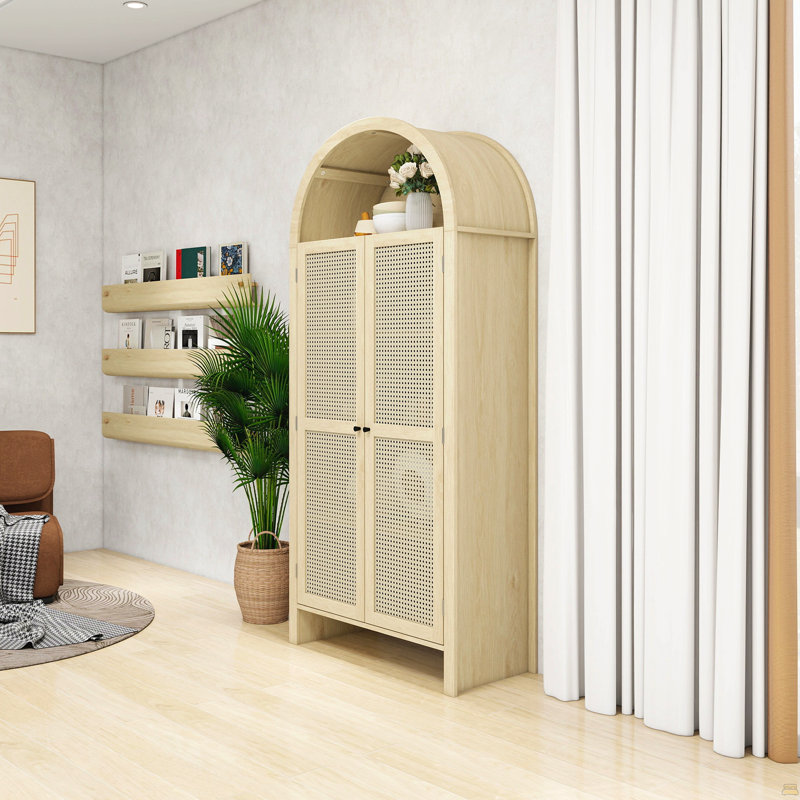 Garde-manger arqué de 70,28 po de hauteur, armoire de rangement arquée avec 2 tablettes réglables