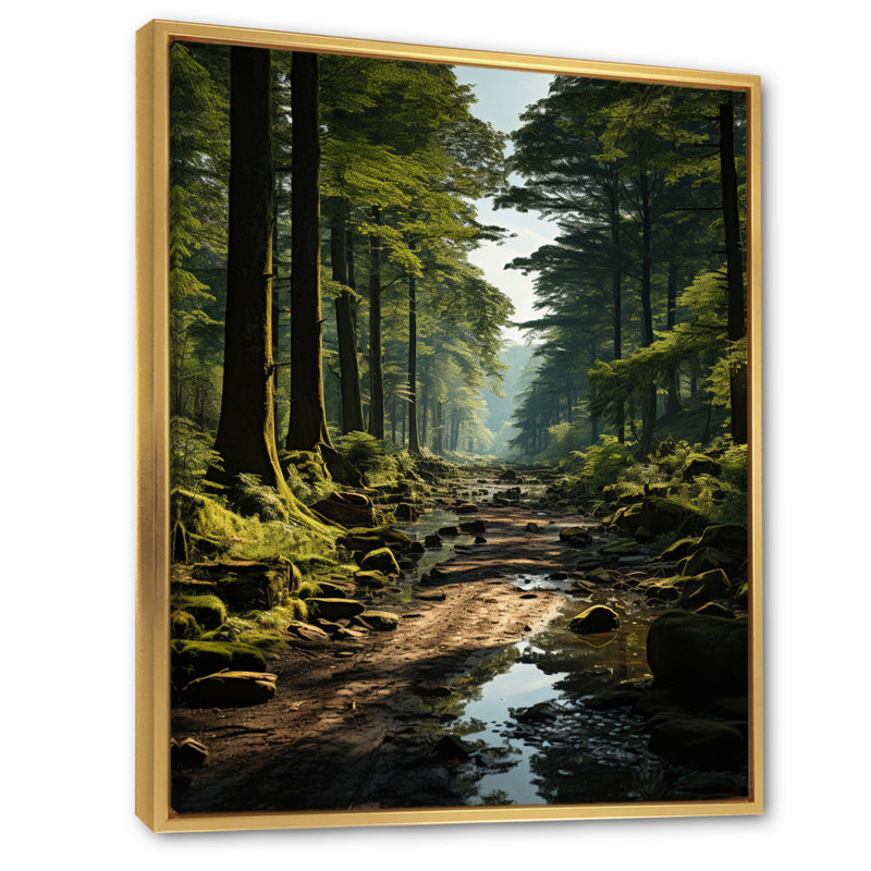 «Forest Enchanted Woods Earthy», impressions sur toile, H 32 po x l 16 po x P 1 po, Cadre flottant doré
