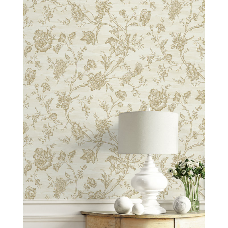 Papier peint à motif floral avoine Concheta Designs Oat Stoney Brook, Bleu Yale